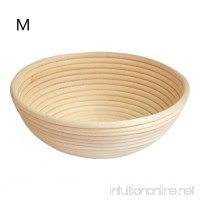Round Natural Rattan Wood Bread Proofing Basket Bowl Storage Hamper Trays for Bread and Dough Medium - B078H89J9L